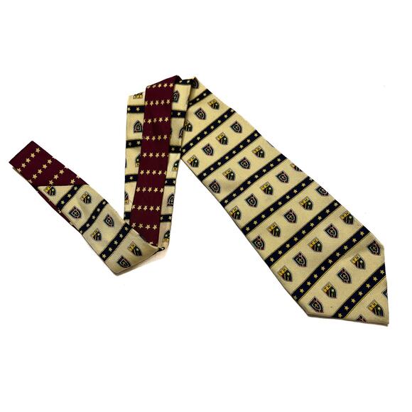 Tommy Hilfiger Crest Print Tie Fluer Di Lis Star Print Silk Multicolor Formal - Picture 7 of 8
